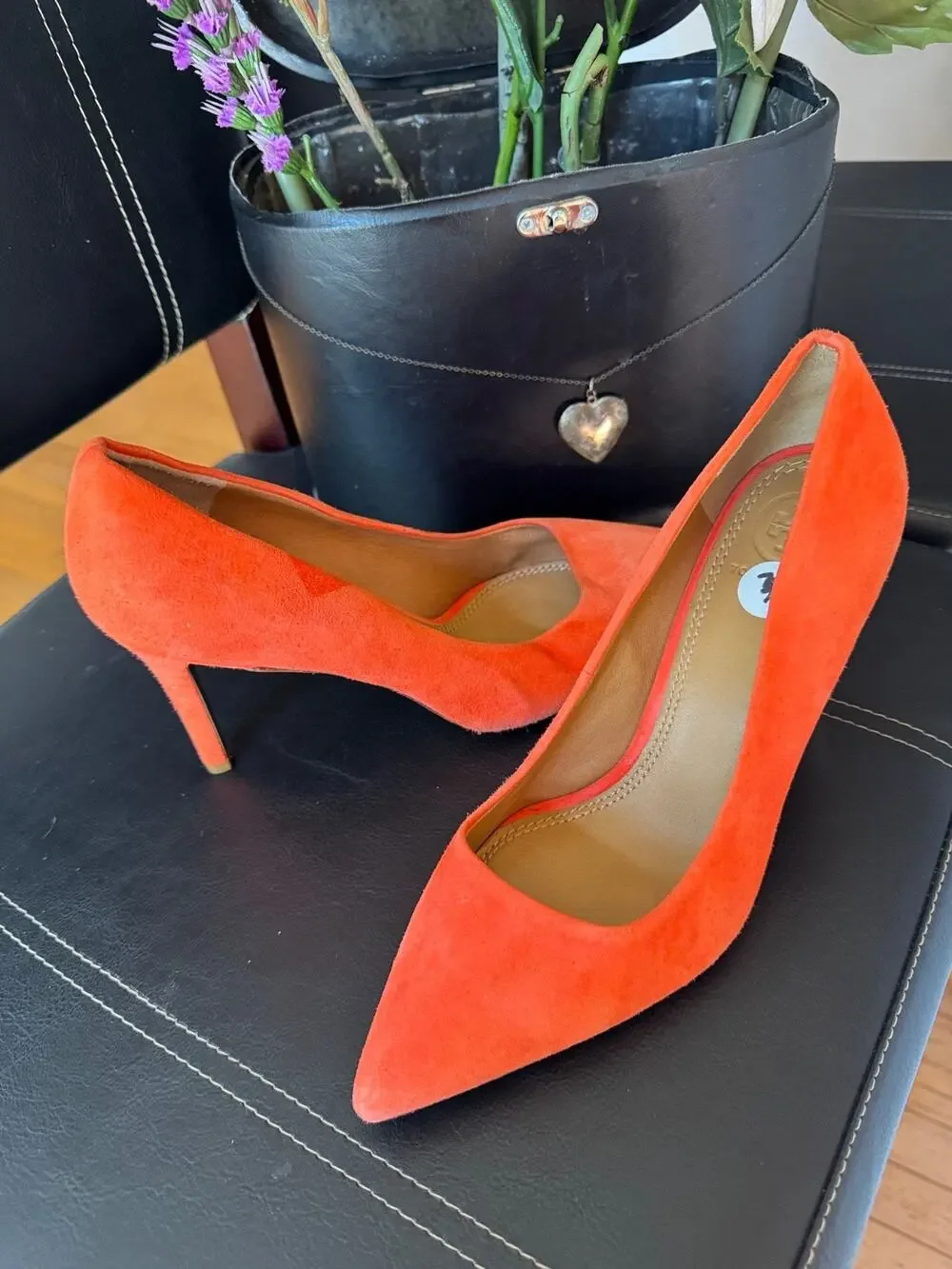 Tory Burch ORANGE SUEDE Elena pump HEEL 6.5 (900